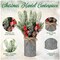 Christmas Centrepiece Table Decorations 3 Sets Floral Arrangement for Christmas Christmas Decor for Table Indoor Kitchen Shelf Mantle Farmhouse Galvanised Pot with Pine Cone Red Holly Berry Pick (Tin Colour)